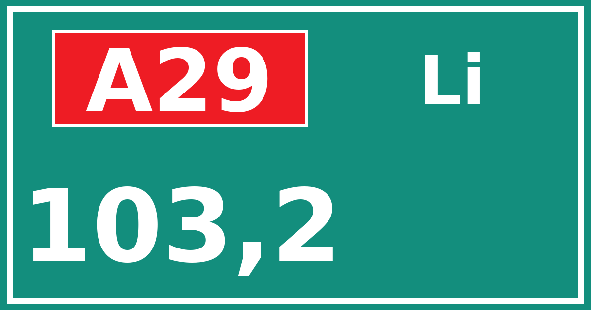 Hectometerbord A29 103,2 zijde Li