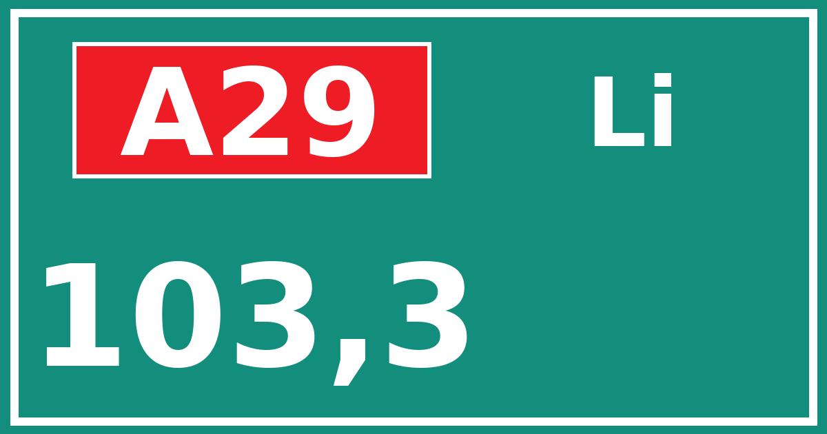 Hectometerbord A29 103,3 zijde Li