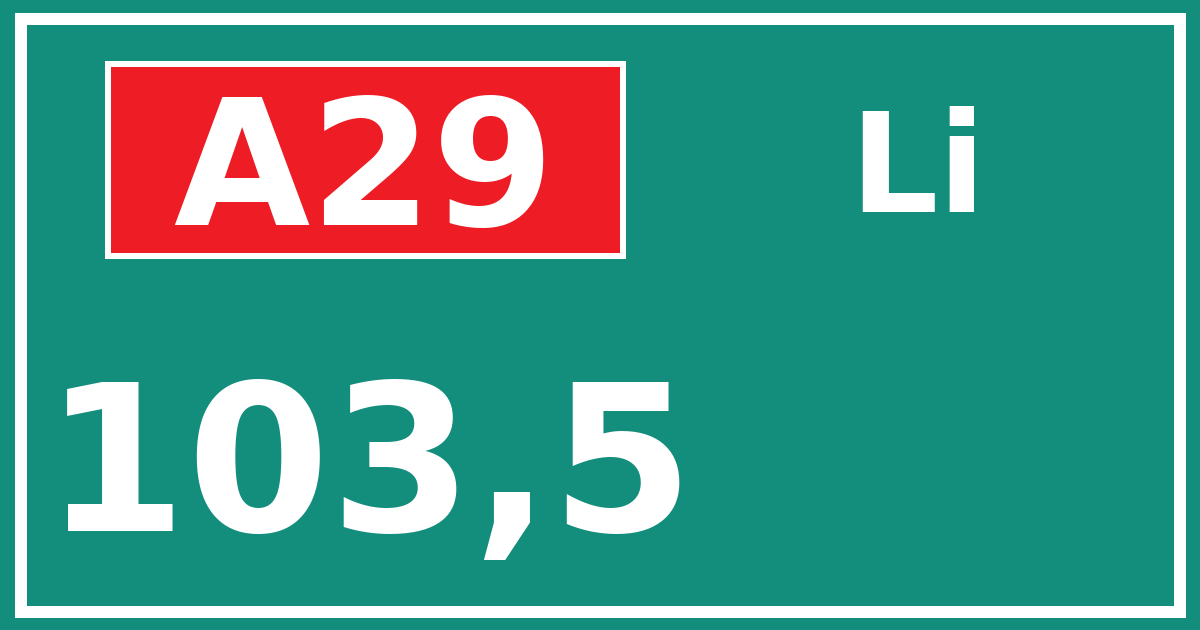 Hectometerbord A29 103,5 zijde Li