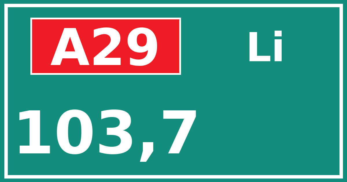 Hectometerbord A29 103,7 zijde Li