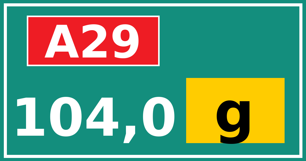 Hectometerbord A29 104,0 letter g