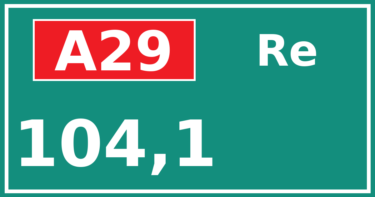 Hectometerbord A29 104,1 zijde Re