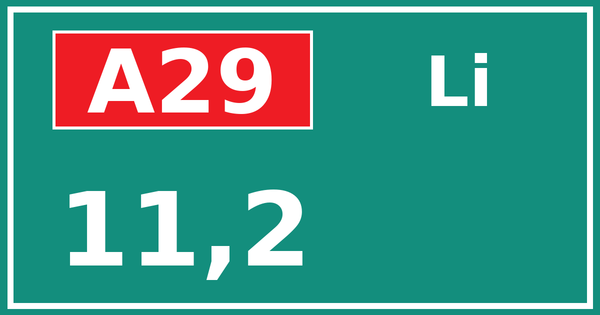 Hectometerbord A29 11,2 zijde Li
