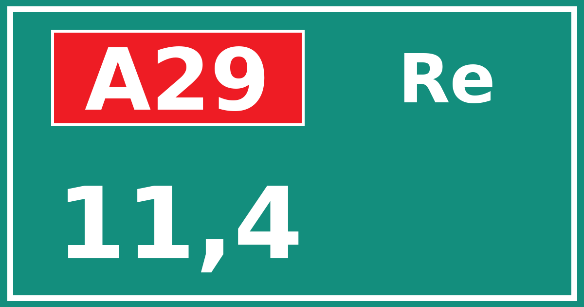 Hectometerbord A29 11,4 zijde Re