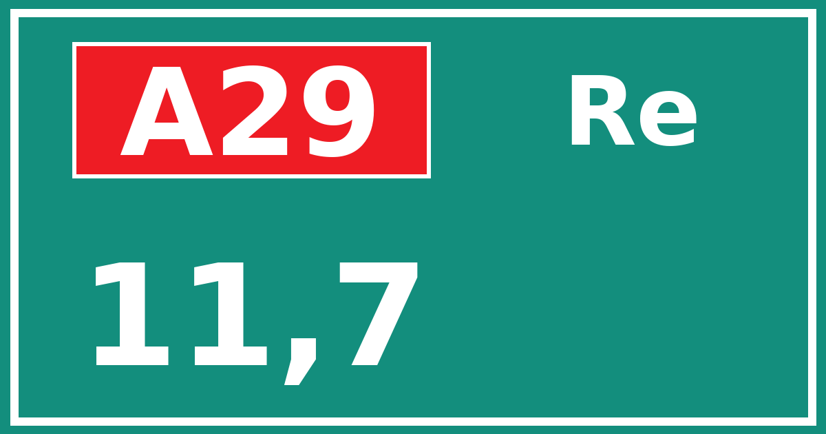 Hectometerbord A29 11,7 zijde Re