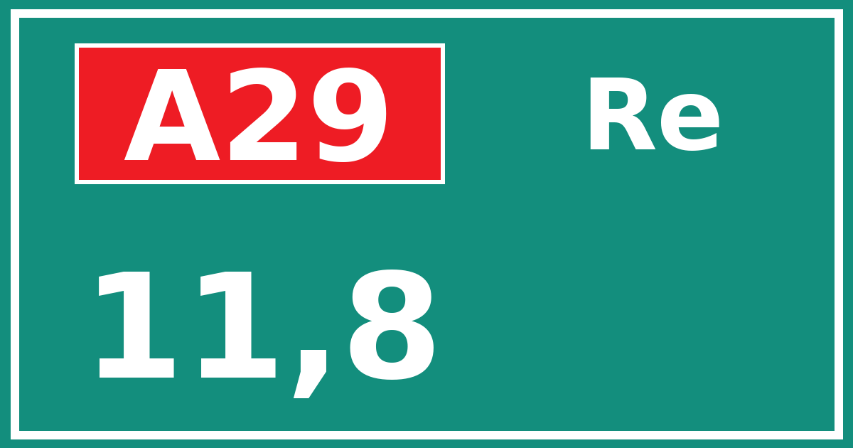 Hectometerbord A29 11,8 zijde Re