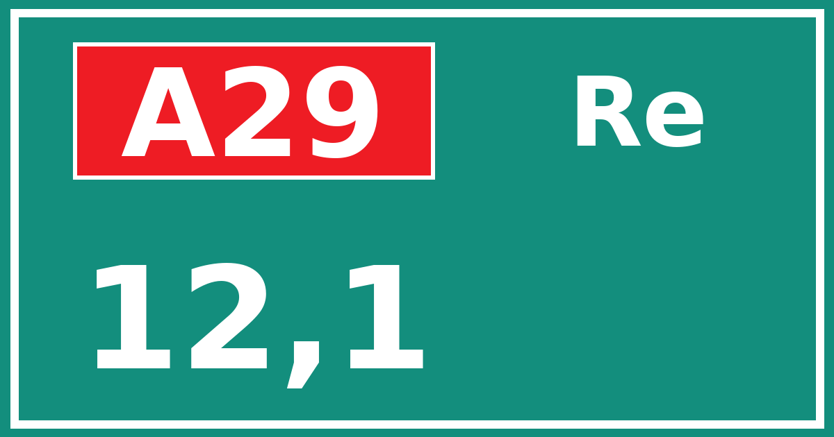 Hectometerbord A29 12,1 zijde Re