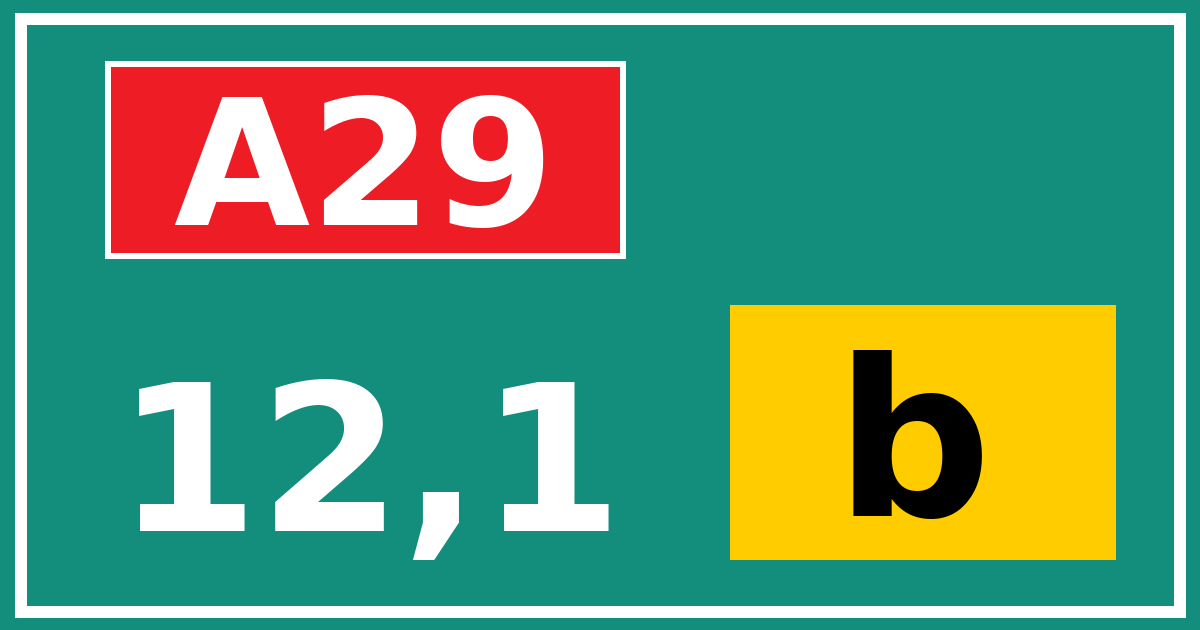 Hectometerbord A29 12,1 letter b