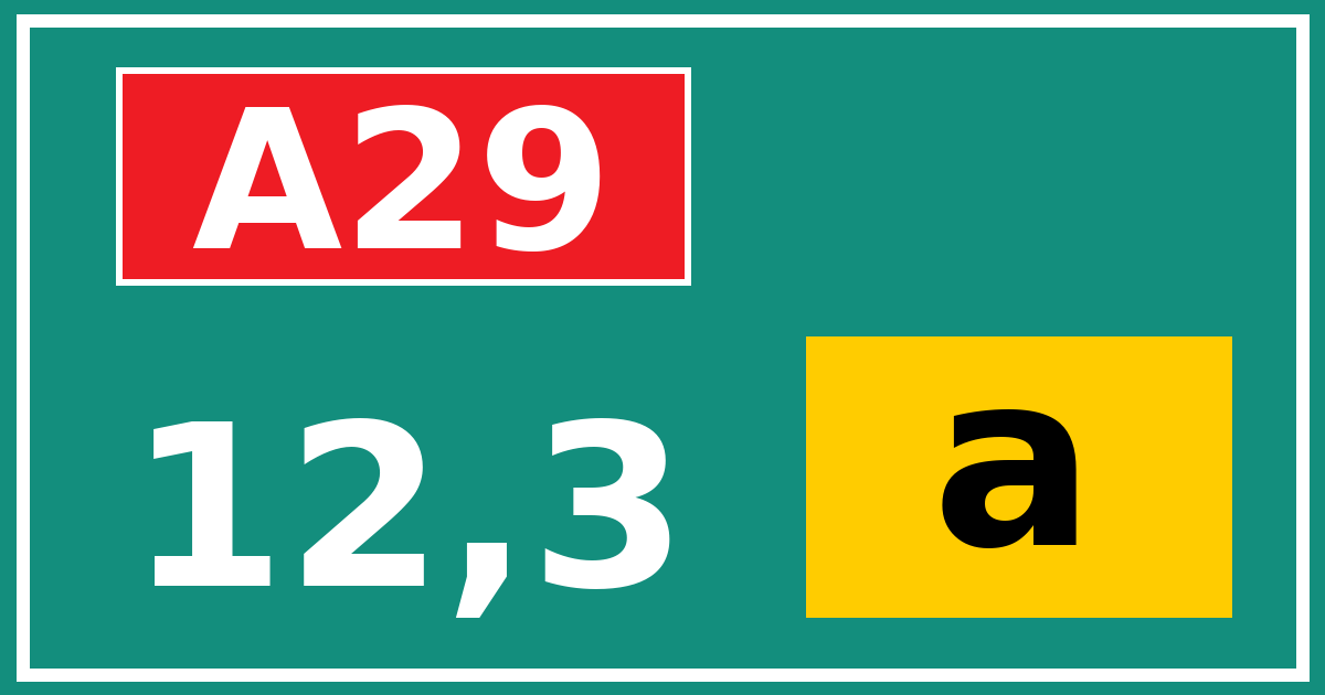Hectometerbord A29 12,3 letter a