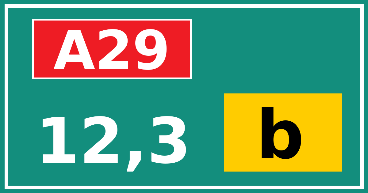 Hectometerbord A29 12,3 letter b