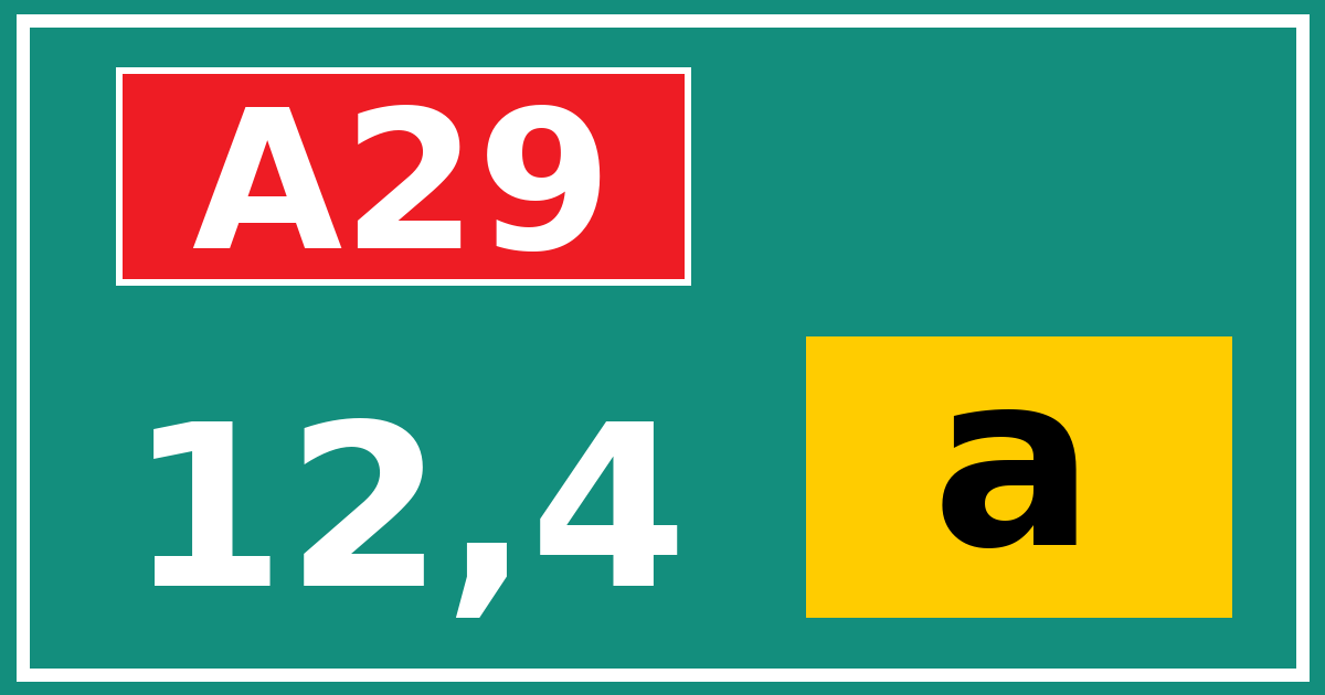 Hectometerbord A29 12,4 letter a