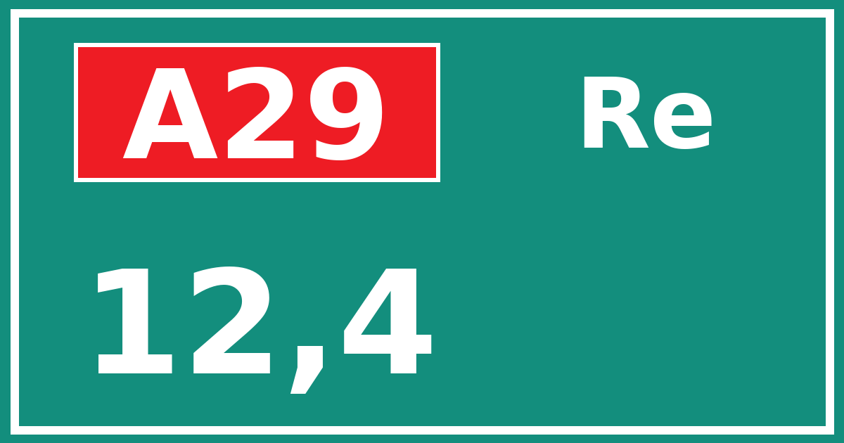 Hectometerbord A29 12,4 zijde Re