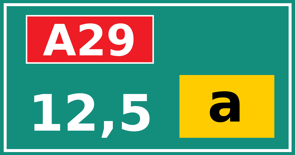 Hectometerbord A29 12,5 letter a