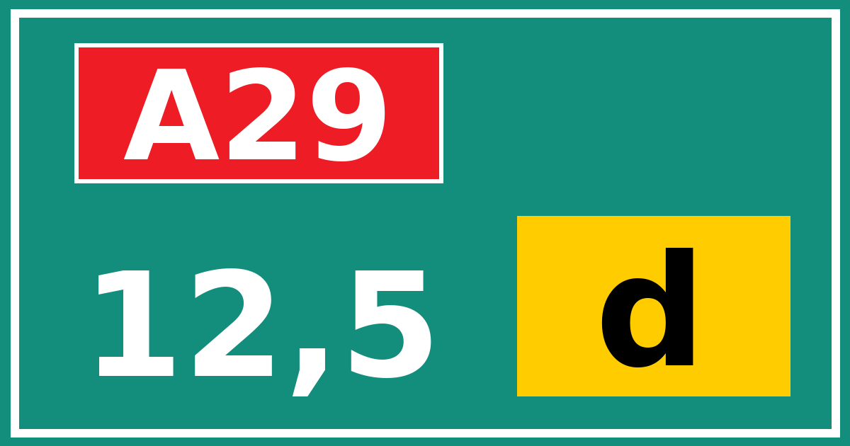 Hectometerbord A29 12,5 letter d
