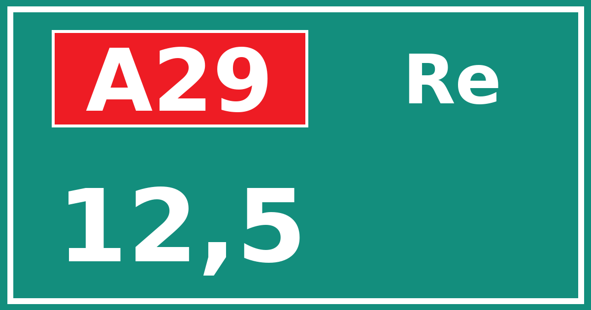 Hectometerbord A29 12,5 zijde Re