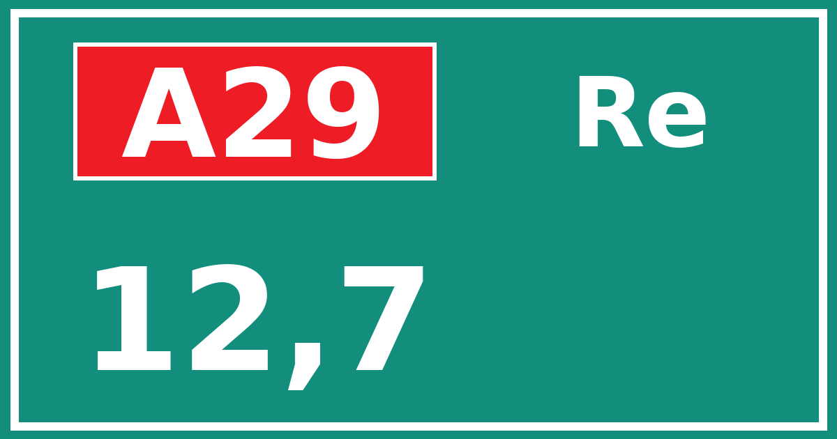 Hectometerbord A29 12,7 zijde Re