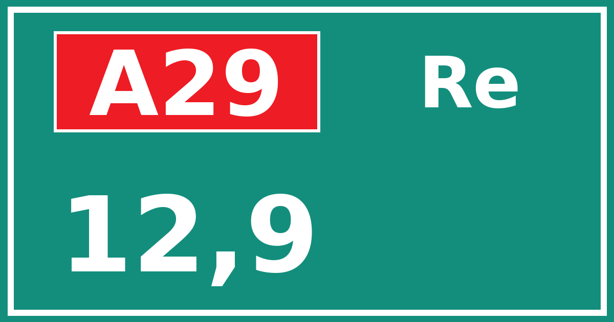 Hectometerbord A29 12,9 zijde Re