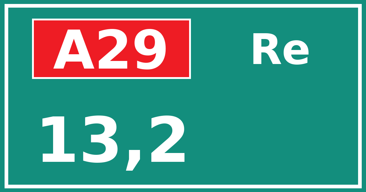 Hectometerbord A29 13,2 zijde Re