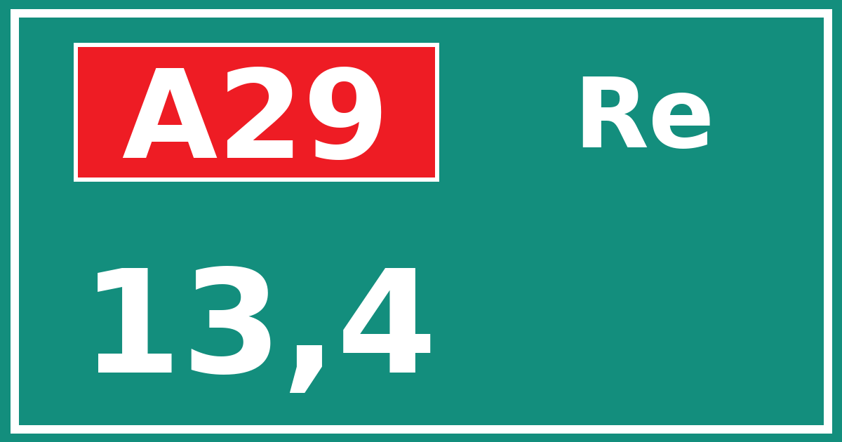 Hectometerbord A29 13,4 zijde Re