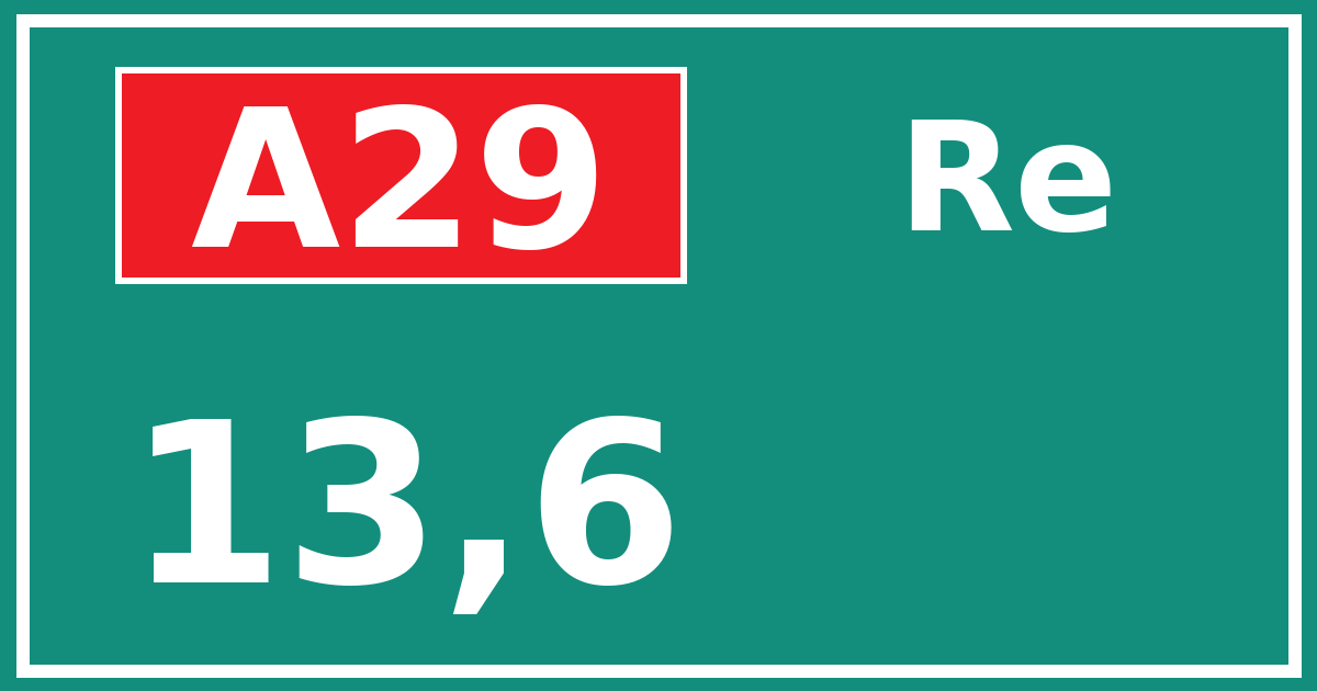 Hectometerbord A29 13,6 zijde Re