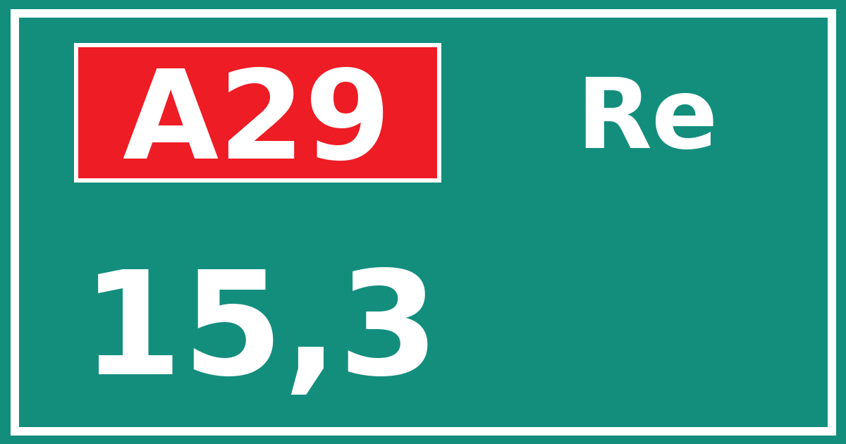 Hectometerbord A29 15,3 zijde Re