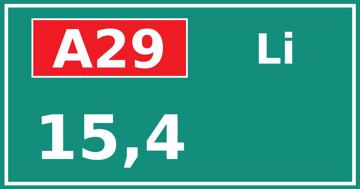 Hectometerbord A29 15,4 zijde Li