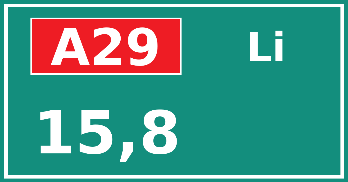 Hectometerbord A29 15,8 zijde Li