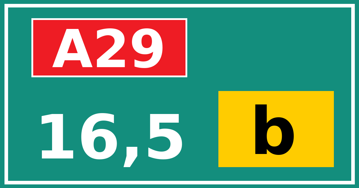 Hectometerbord A29 16,5 letter b