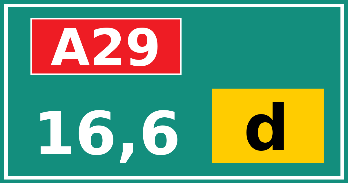 Hectometerbord A29 16,6 letter d