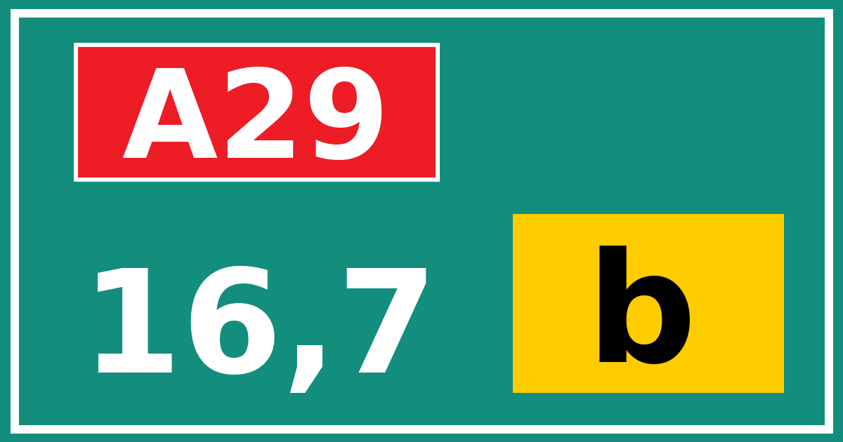 Hectometerbord A29 16,7 letter b