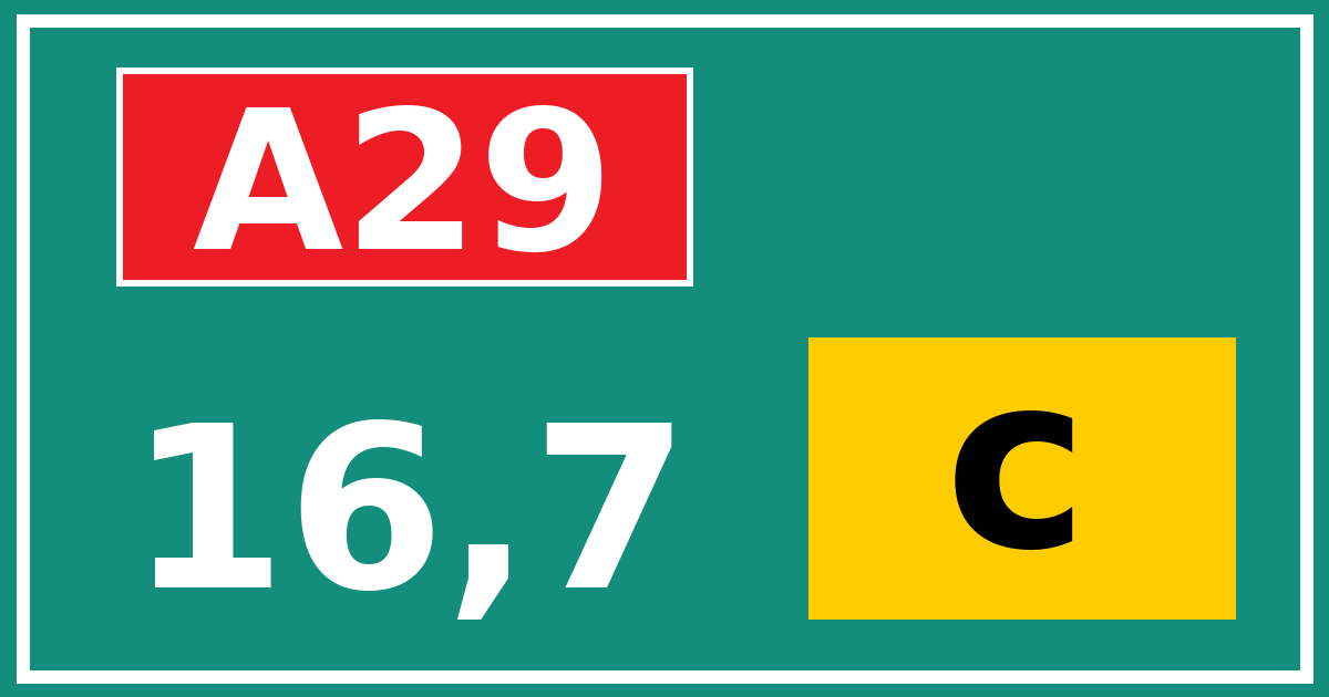 Hectometerbord A29 16,7 letter c