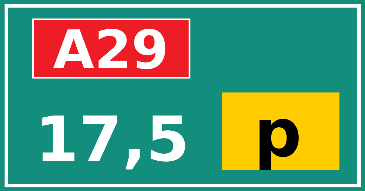 Hectometerbord A29 17,5 letter p