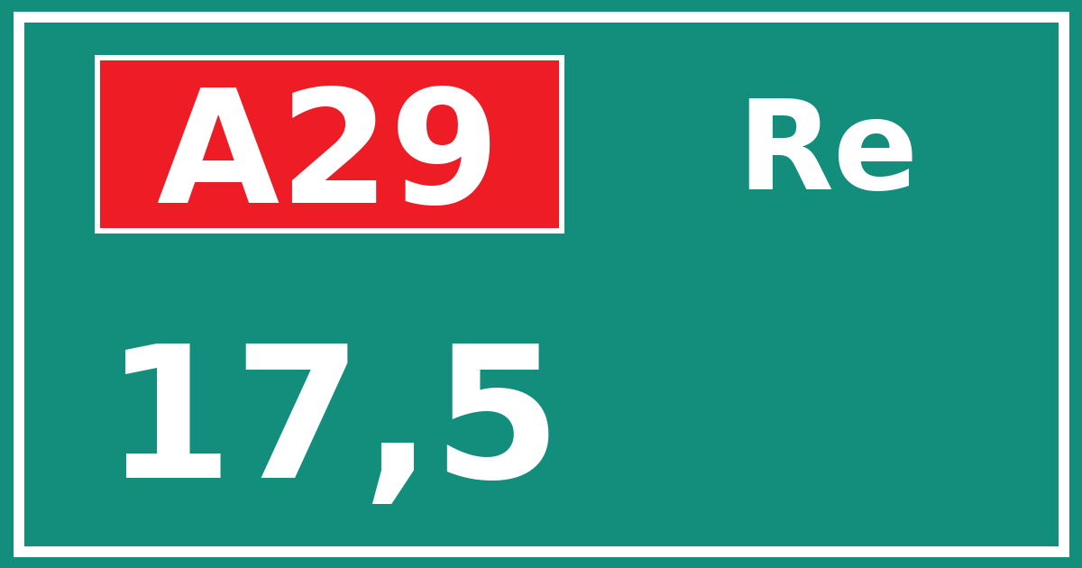 Hectometerbord A29 17,5 zijde Re