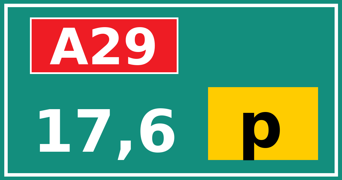 Hectometerbord A29 17,6 letter p