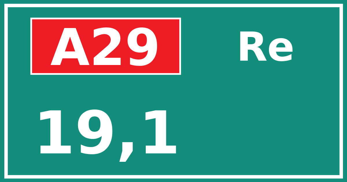 Hectometerbord A29 19,1 zijde Re
