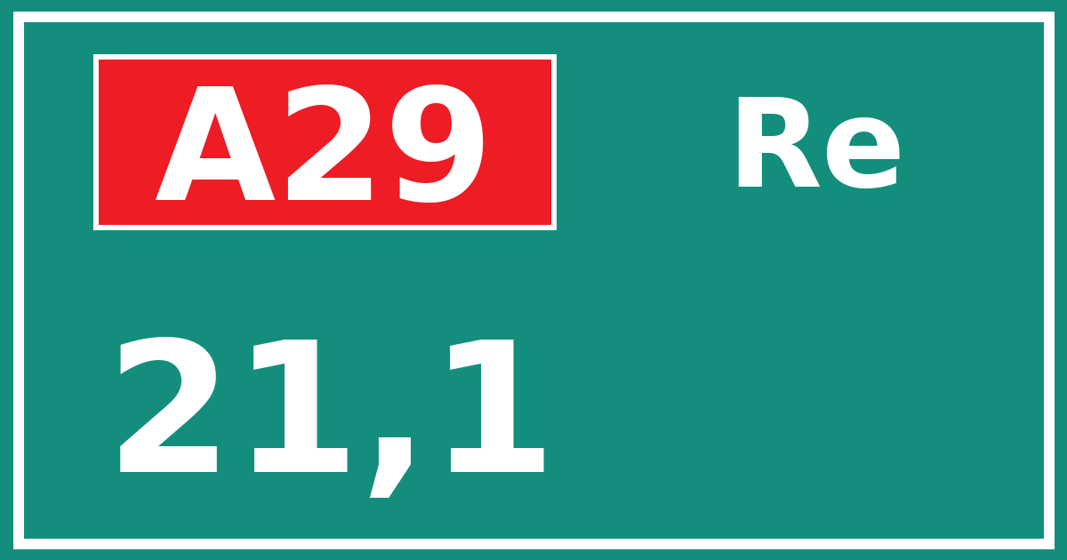Hectometerbord A29 21,1 zijde Re