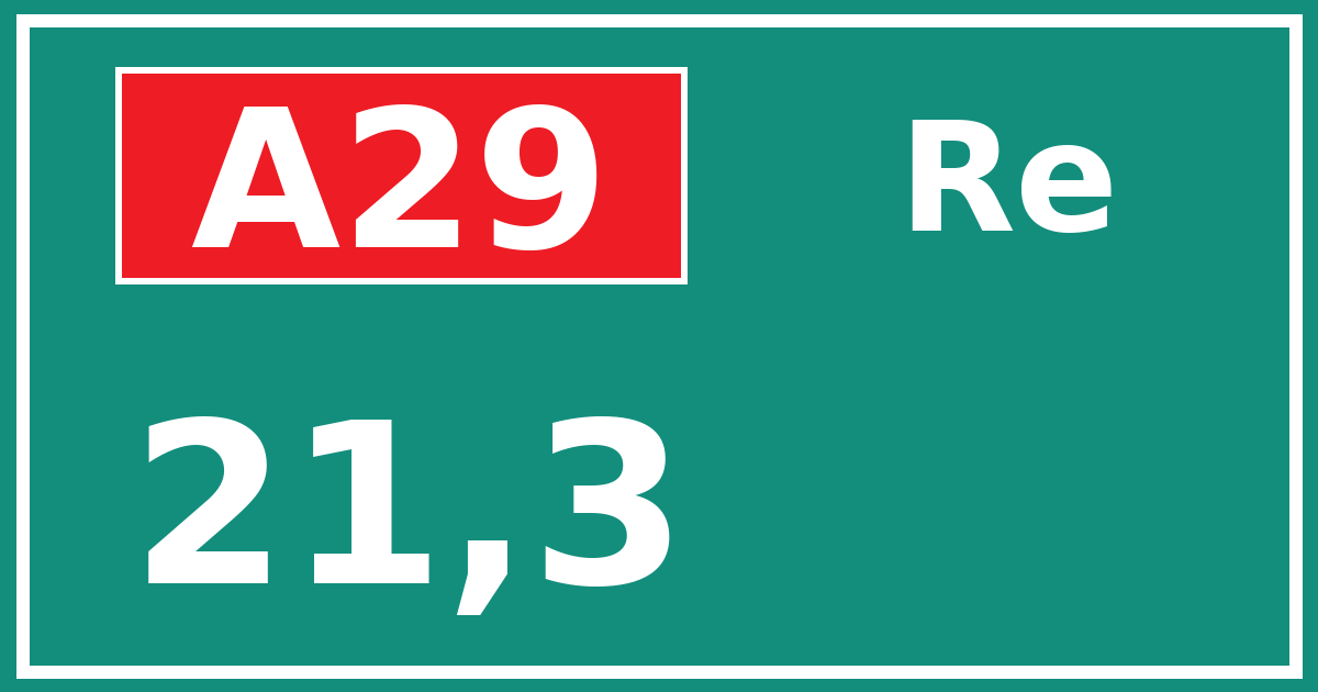 Hectometerbord A29 21,3 zijde Re
