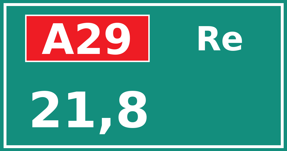 Hectometerbord A29 21,8 zijde Re