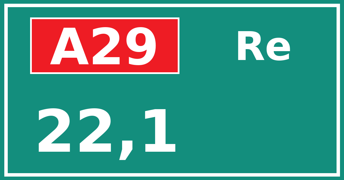 Hectometerbord A29 22,1 zijde Re