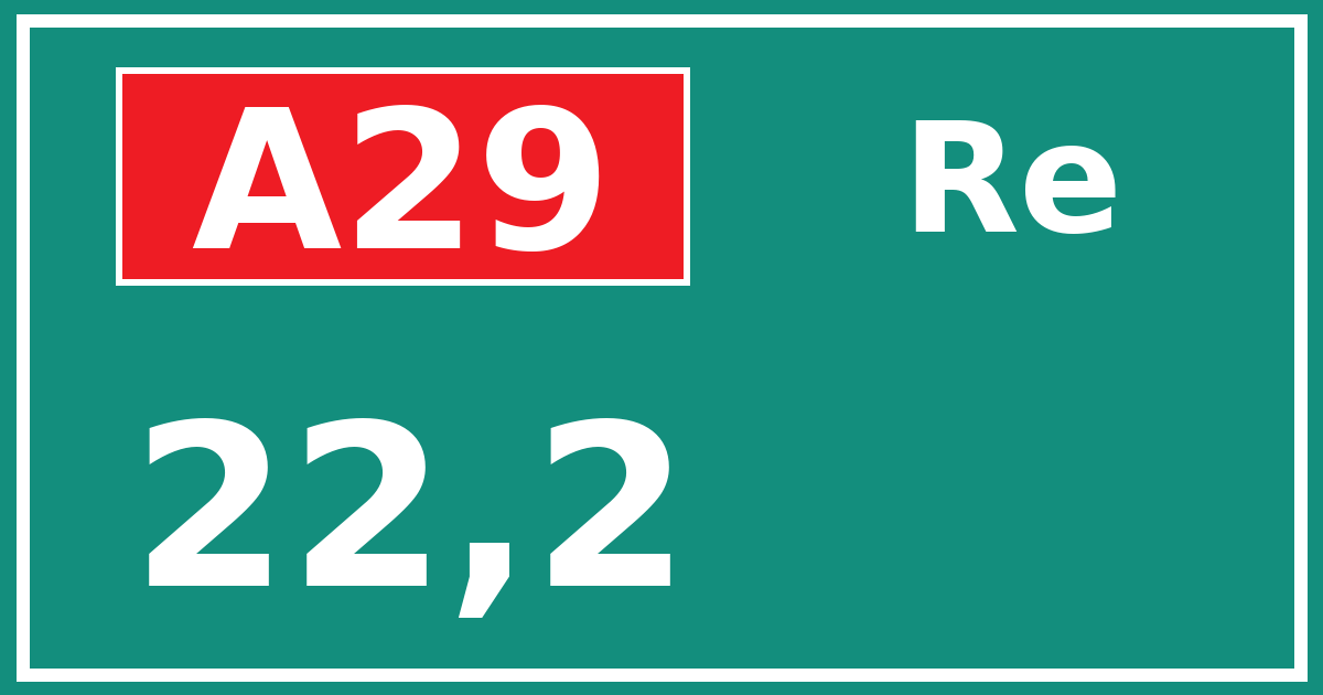 Hectometerbord A29 22,2 zijde Re