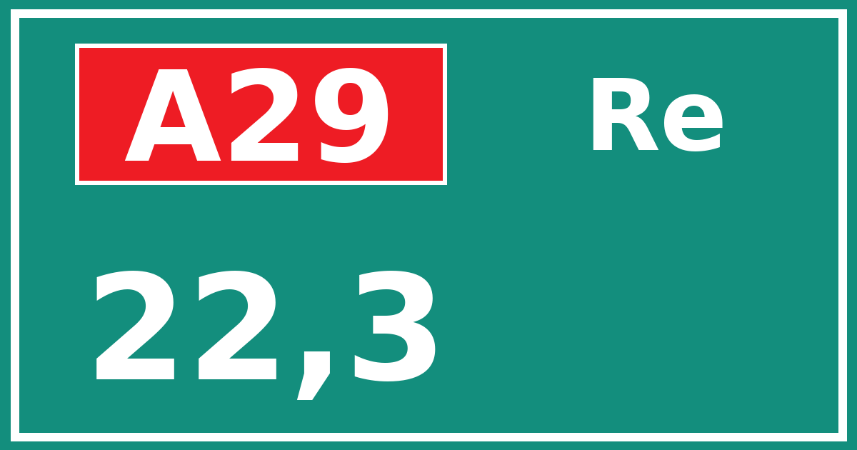 Hectometerbord A29 22,3 zijde Re