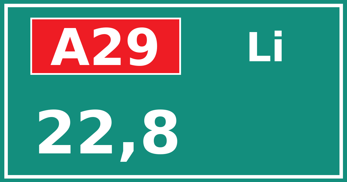 Hectometerbord A29 22,8 zijde Li