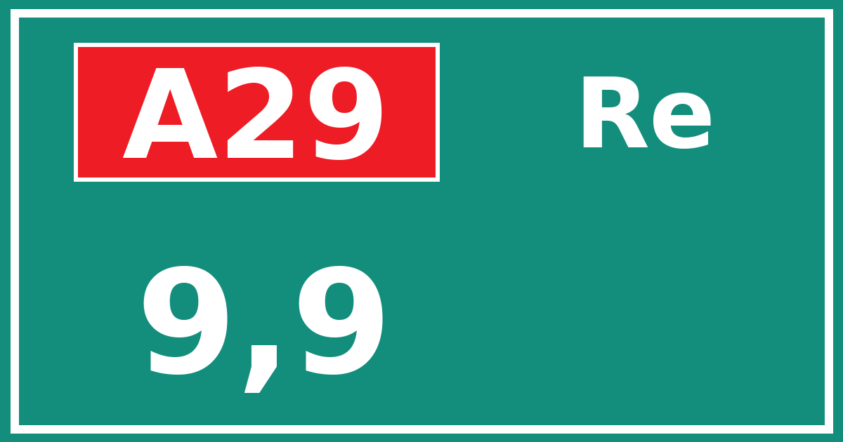 Hectometerbord A29 9,9 zijde Re