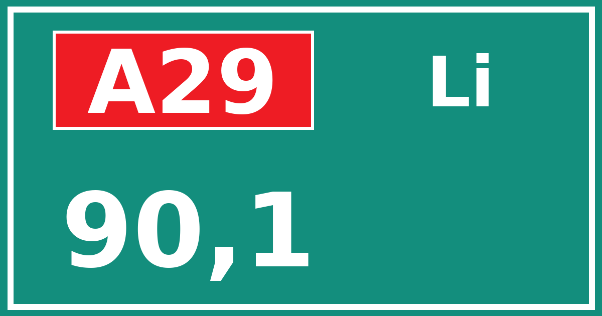 Hectometerbord A29 90,1 zijde Li