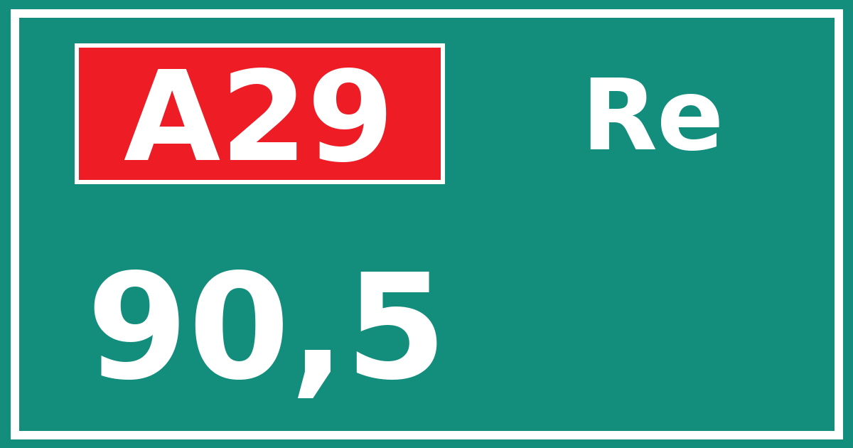 Hectometerbord A29 90,5 zijde Re
