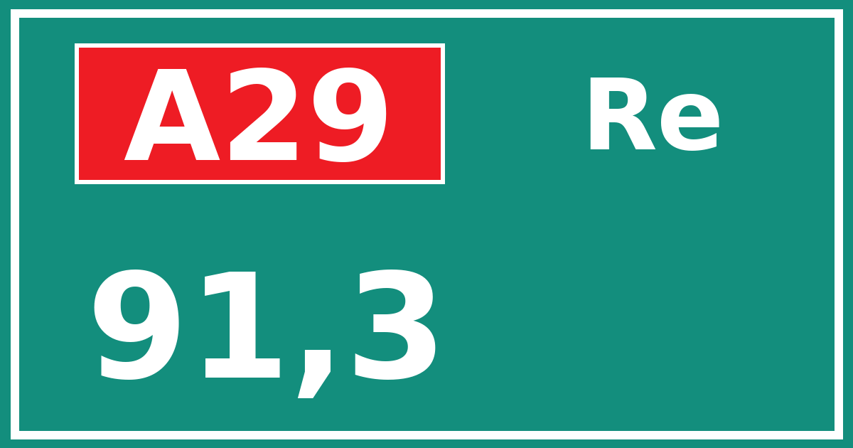 Hectometerbord A29 91,3 zijde Re