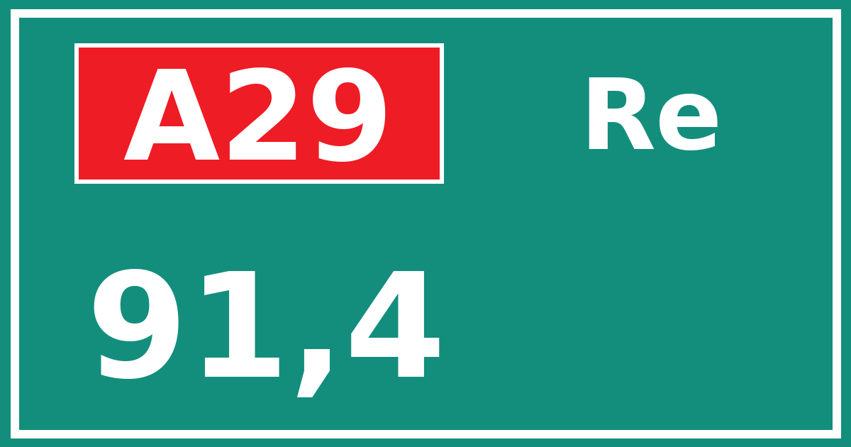 Hectometerbord A29 91,4 zijde Re