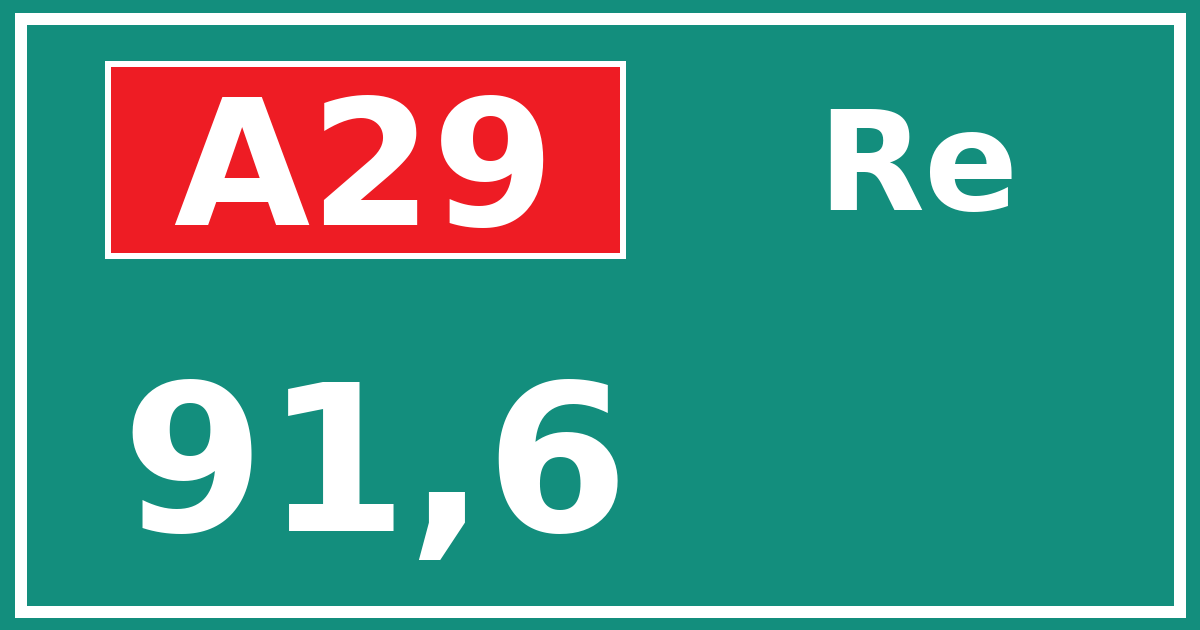 Hectometerbord A29 91,6 zijde Re