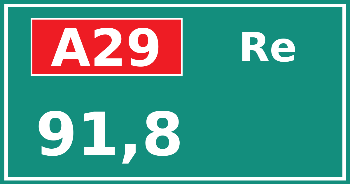 Hectometerbord A29 91,8 zijde Re