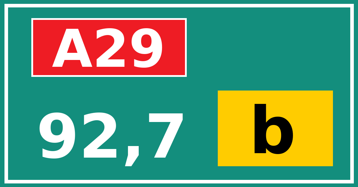 Hectometerbord A29 92,7 letter b